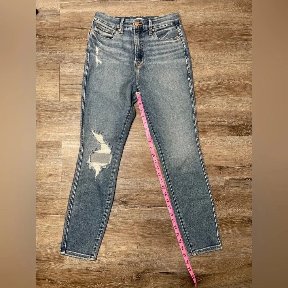 Good American Good Curve Blue Jeans Distressed Women's Size 6/28 - Picture 5 of 7